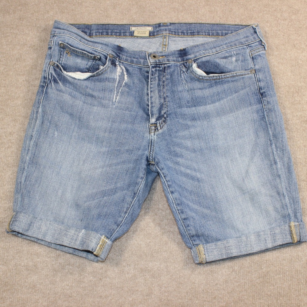 Ralph‎ Lauren RL Skinny Denim Shorts Light Wash Blue Cuffed Size 31